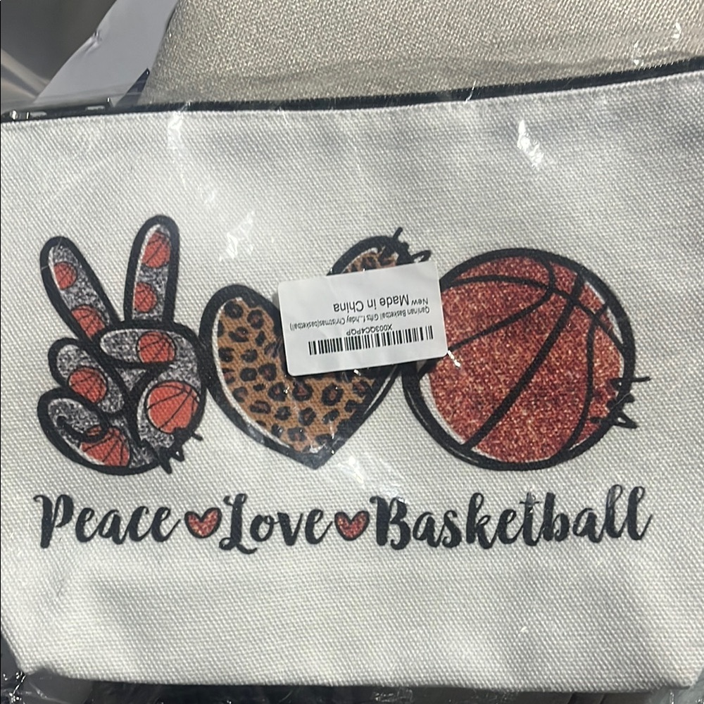 Peace Love Basketball Canvas Pouch
